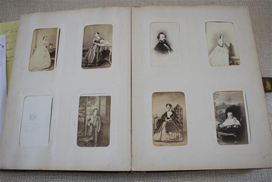 A Victorian photograph album containing 224 cabinet photographs of military figures, politicians, dignitaries, etc., qto, green moroc